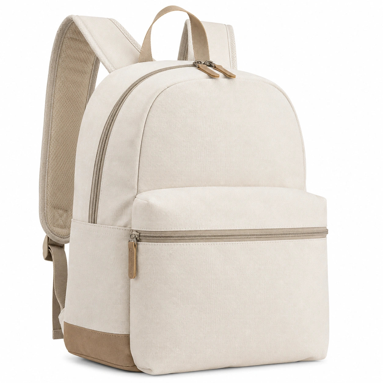 Sac à dos beige avec grandes poches et capacité de 20L