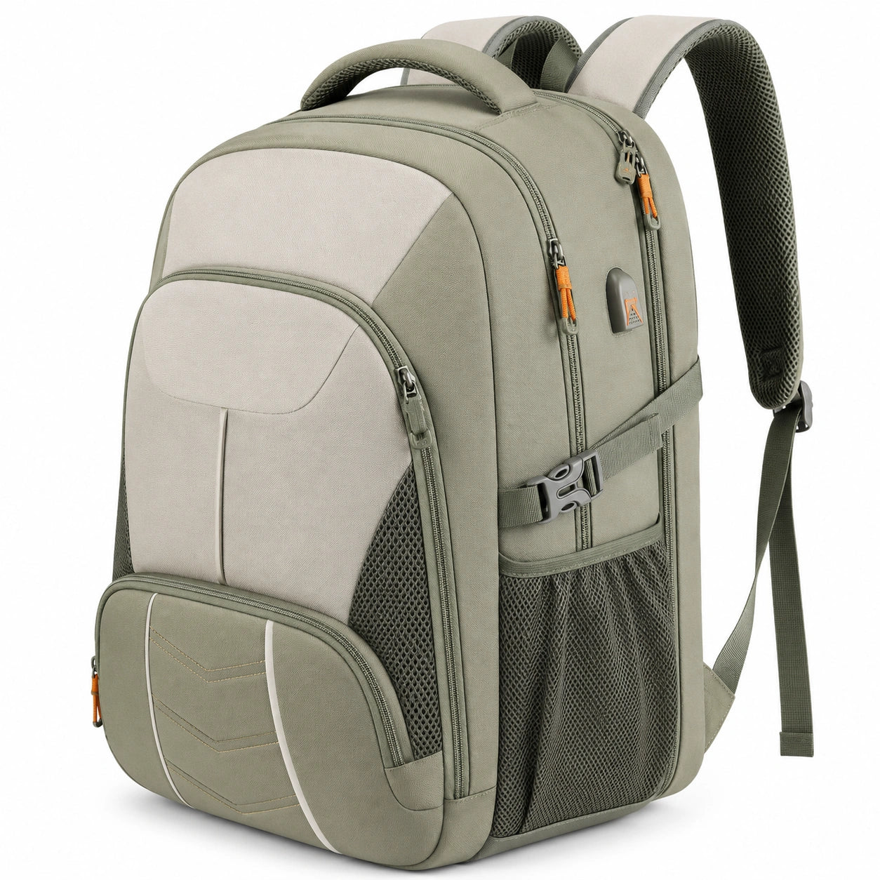 Sac à dos pour ordinateur 25L gris et vert avec compartiment pour portable