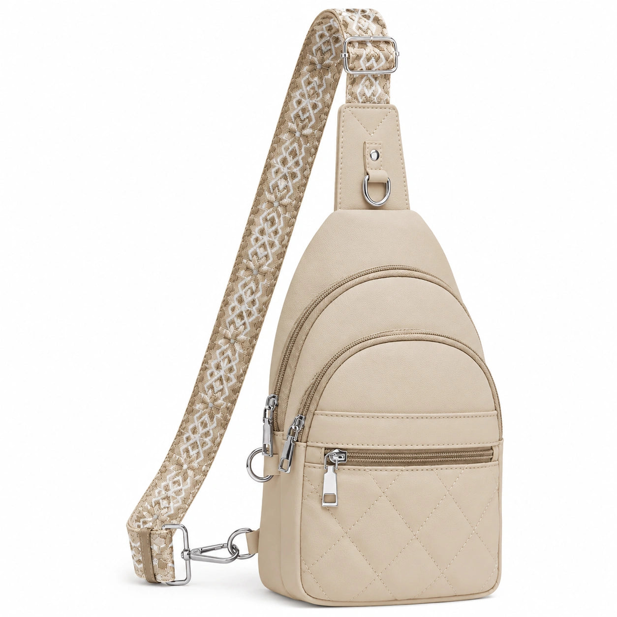 Sac à bandoulière beige avec bretelles ajustables
