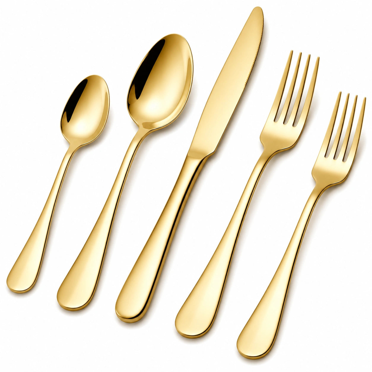 Set de couverts dorés 5 pièces - Acier inoxydable