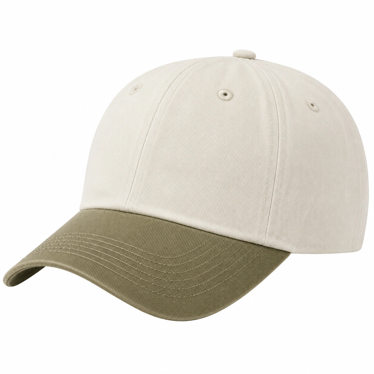 Casquette de baseball beige et kaki à visièrе contrastante