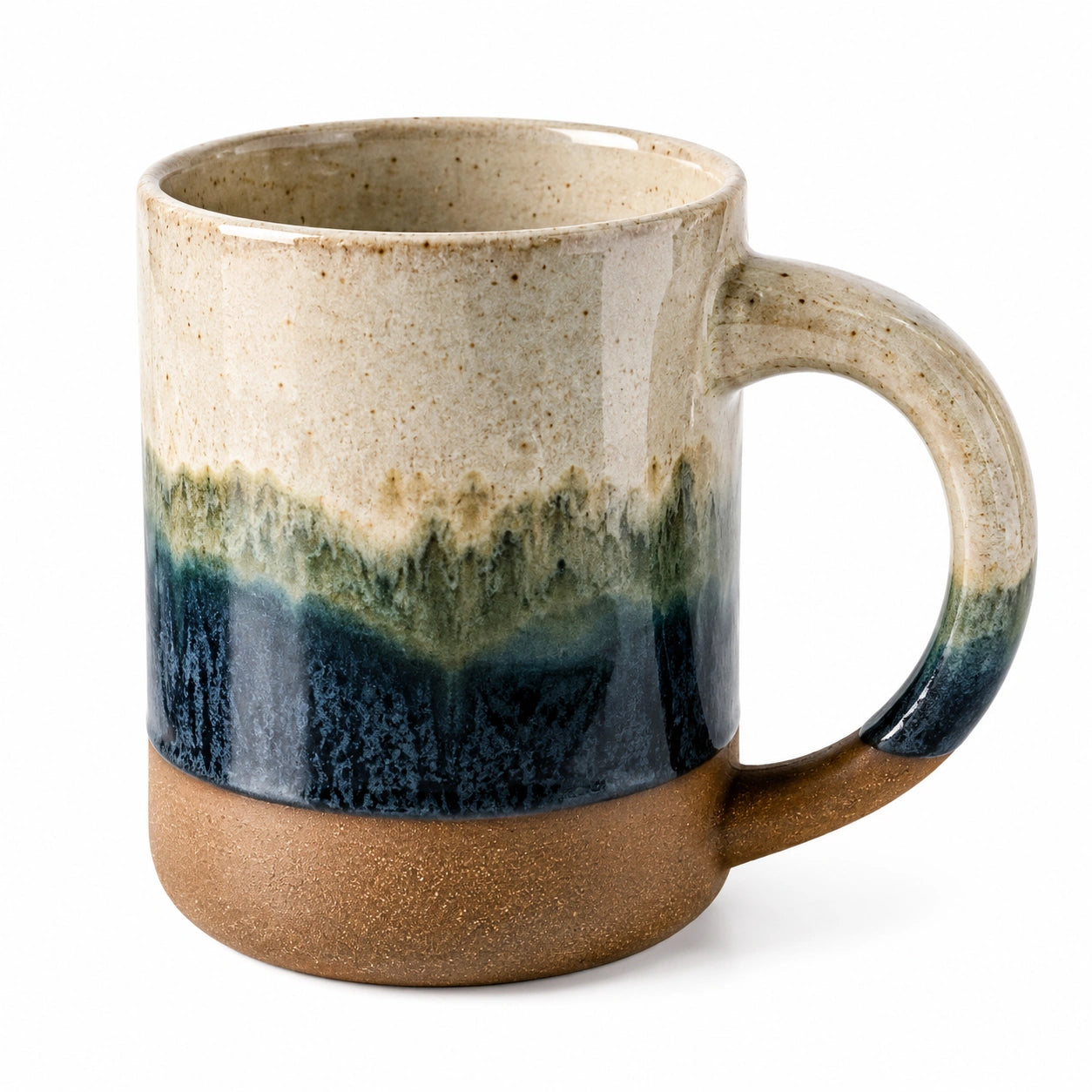 Tasse en céramique artisanale 350ml dégradé beige, bleu, vert et marron