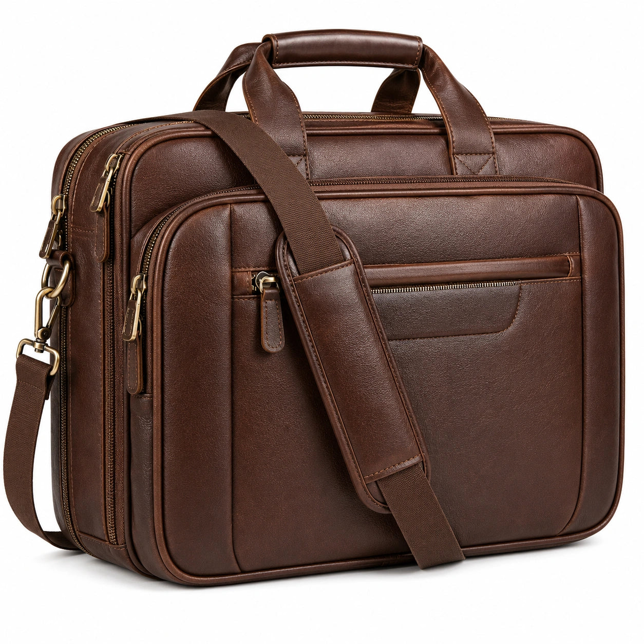 Sacoche d'ordinateur marron avec bandoulière réglable