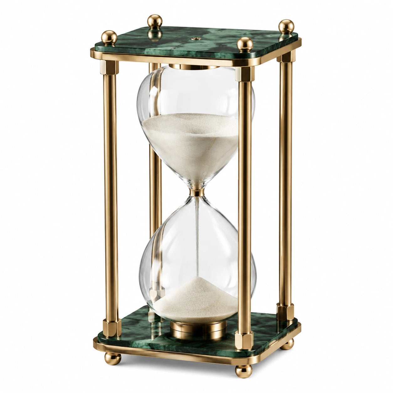 Sablier décoratif avec marbre vert et métal doré
