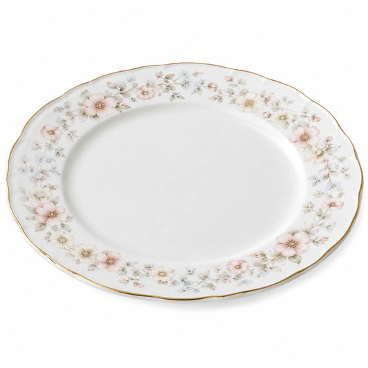 Assiette en Porcelaine à Motif Floral avec Bordure Dorée 27 cm