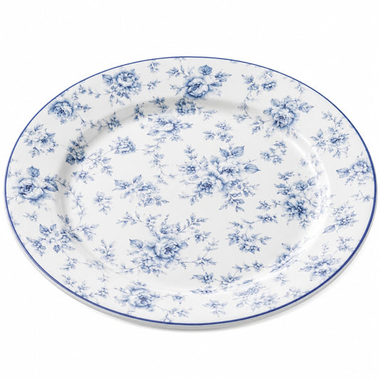 Assiette en porcelaine à motif floral bleu 27 cm