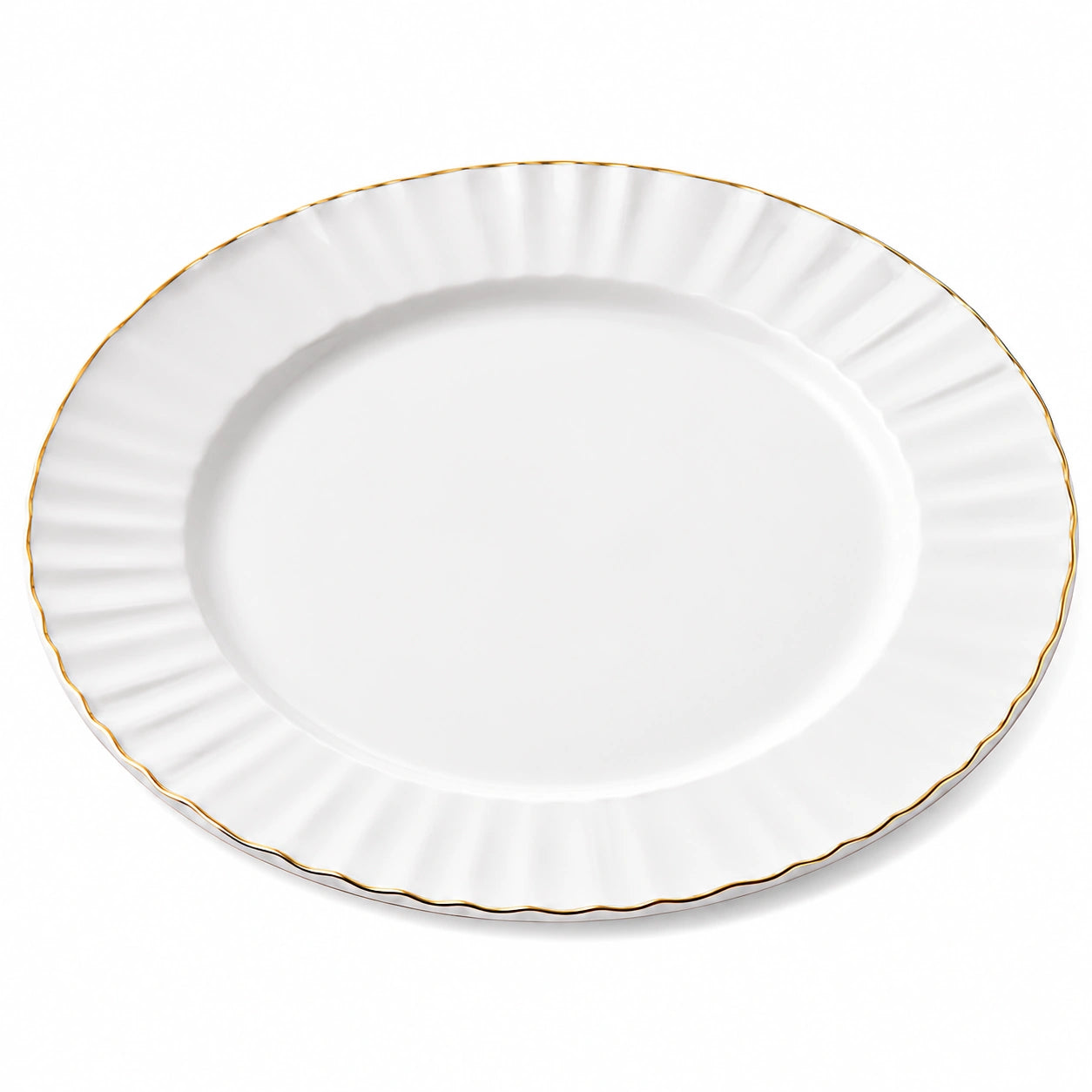 Assiette ronde en porcelaine blanche avec bordure dorée 26 cm