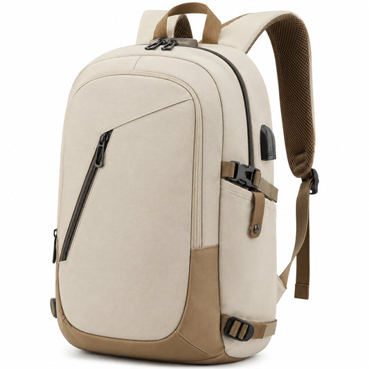 Sac à dos beige et marron pour ordinateur portable 25L