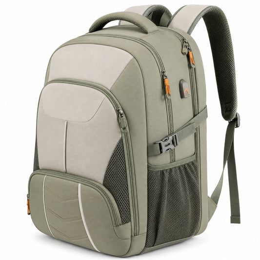 Sac à dos pour ordinateur 25L gris et vert avec compartiment pour portable