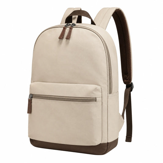 Sac à dos beige avec poche frontale zippée 18L