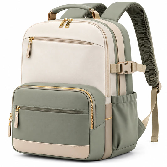 Sac à dos urbain imperméable 40L vert/beige