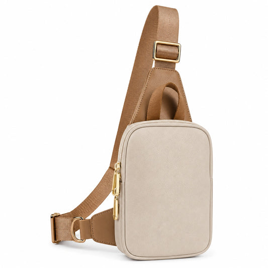 Sacoche unisexe beige avec bandoulière réglable