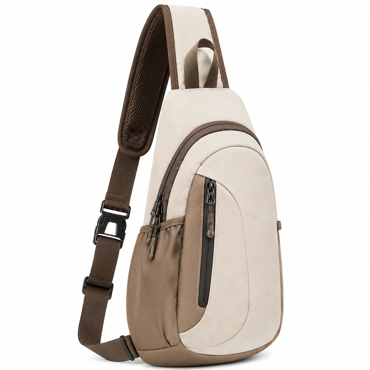 Sacoche Bandoulière Ergonomique Beige et Marron