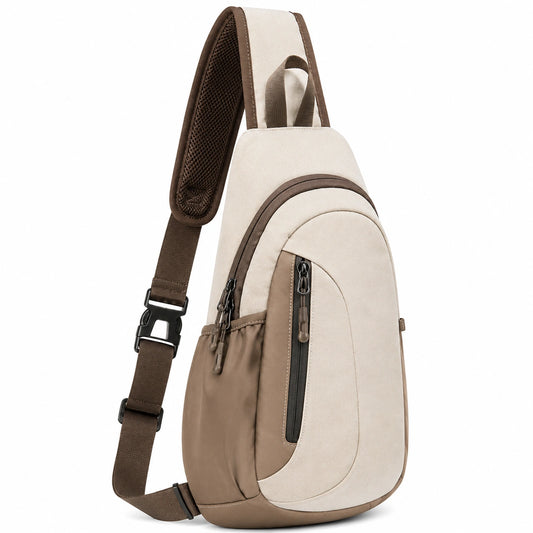 Sacoche Bandoulière Ergonomique Beige et Marron