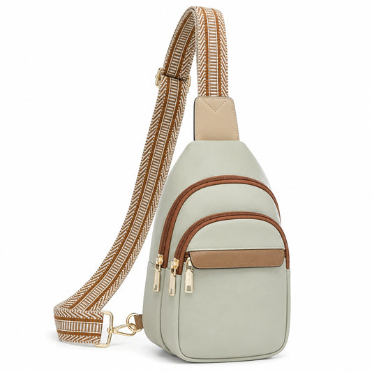 Sac à bandoulière vert clair avec poches multiples
