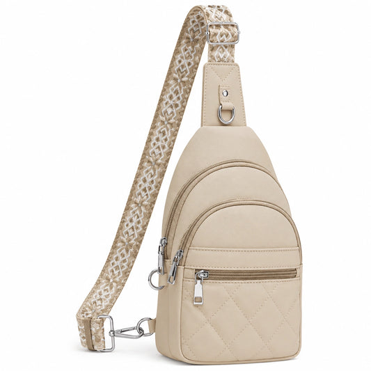 Sac à bandoulière beige avec bretelles ajustables