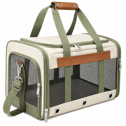 Sac de transport respirant pour animaux - Beige et Vert