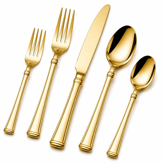 Ensemble de Couverts en Or 5 Pièces Élégant
