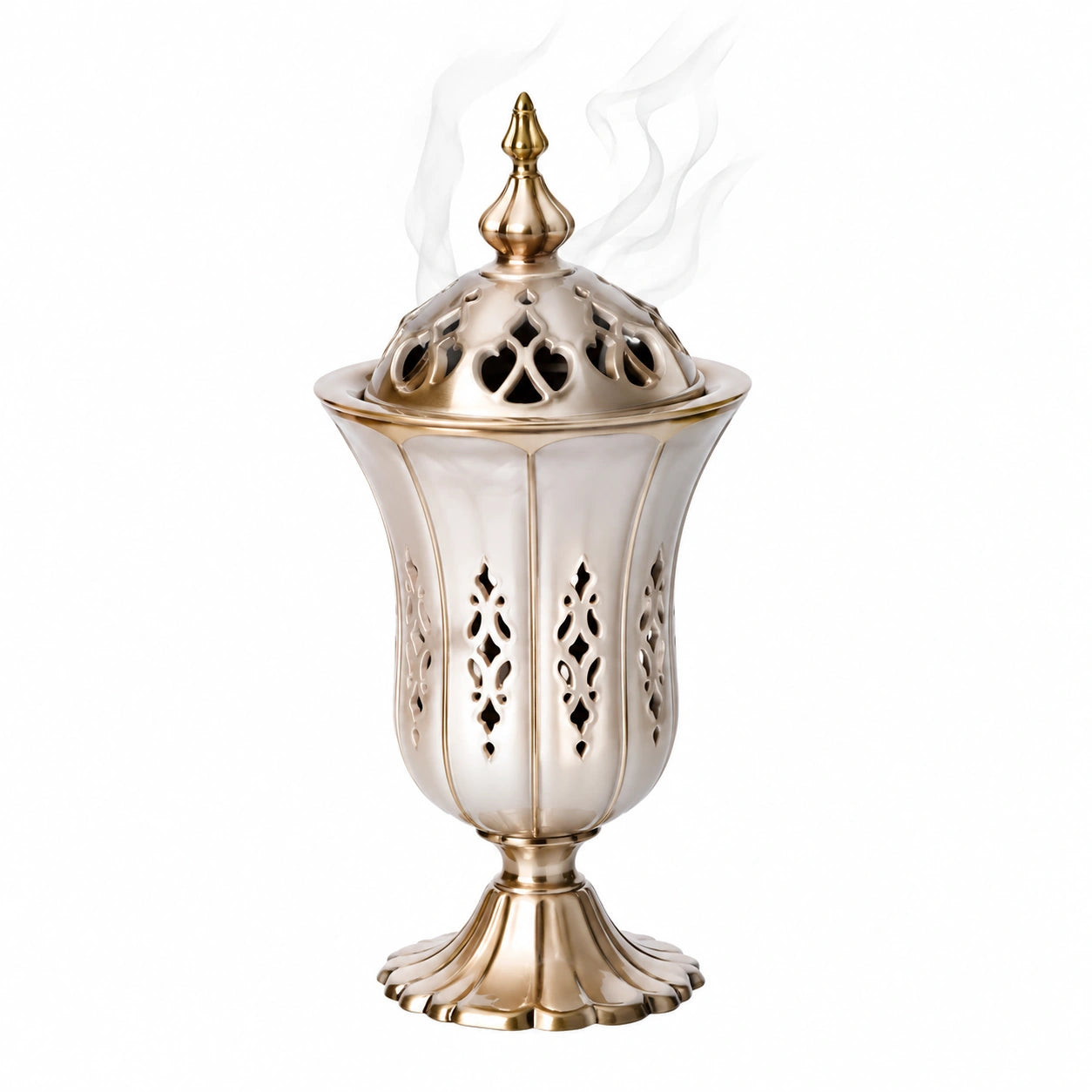 Encensoir Oriental avec Motifs Découpés doré et argenté