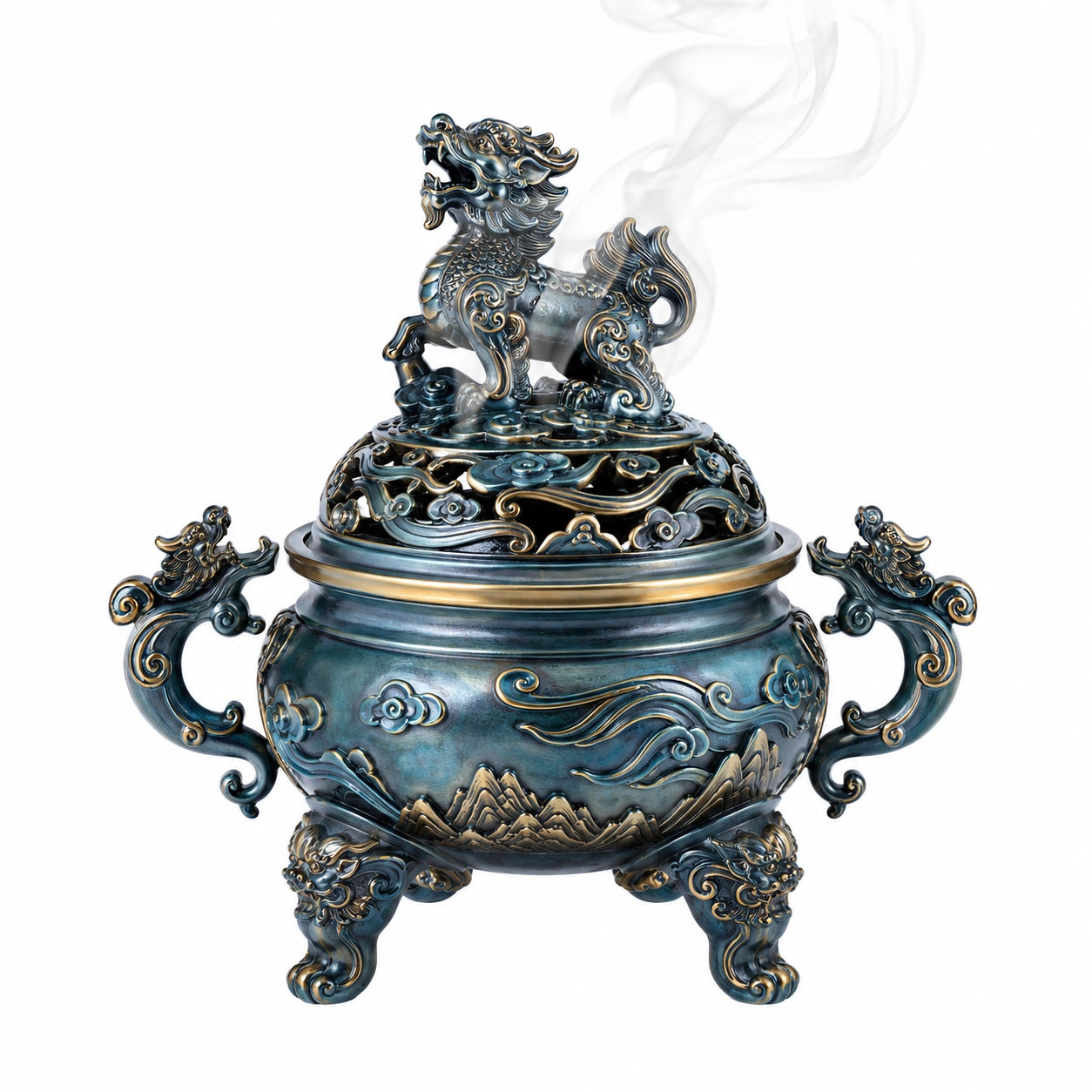Encensoir en Bronze avec Qilin Sculpté