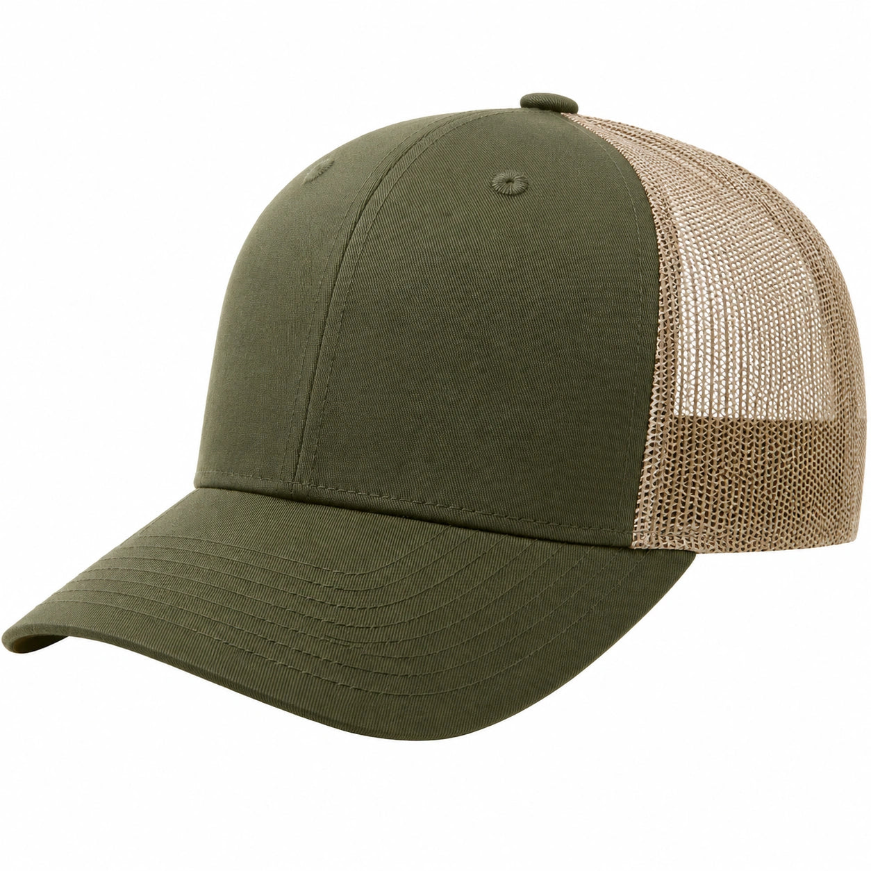 Casquette Trucker Olive et Beige avec Dos en Maille