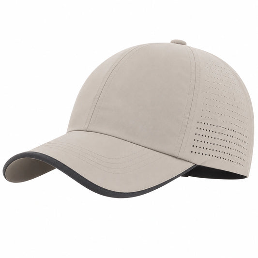Casquette Beige avec Visière Courbée et Aération