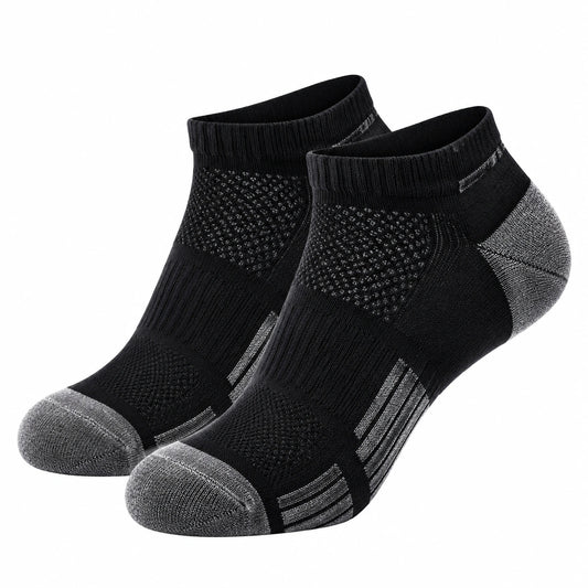 Chaussettes de sport courtes respirantes noir et gris avec absorption de l'humidité