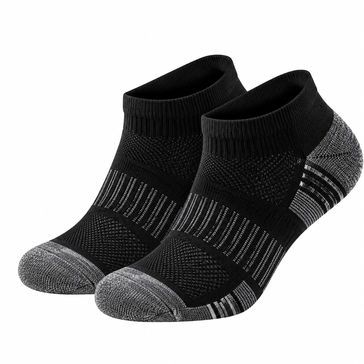 Chaussettes Courtes Sport Respirantes Noir et Gris Unisexe