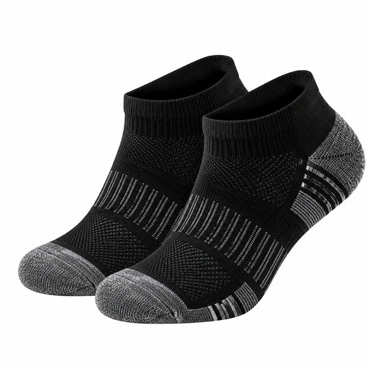 Chaussettes Courtes Sport Respirantes Noir et Gris Unisexe