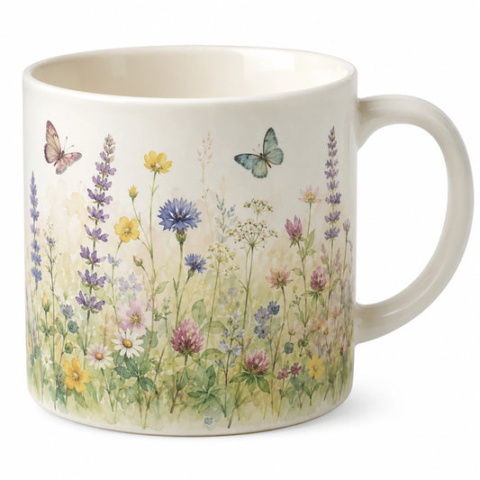 Tasse en céramique à motifs floraux et papillons 350ml