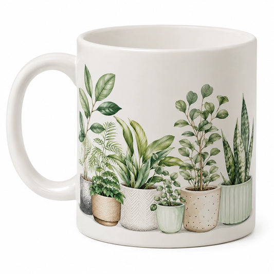 Tasse en céramique 350ml avec motif plantes vertes