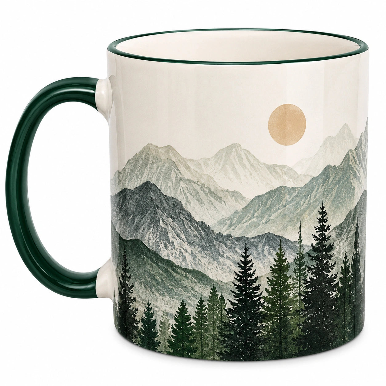 Tasse en céramique motif montagnes 350ml vert