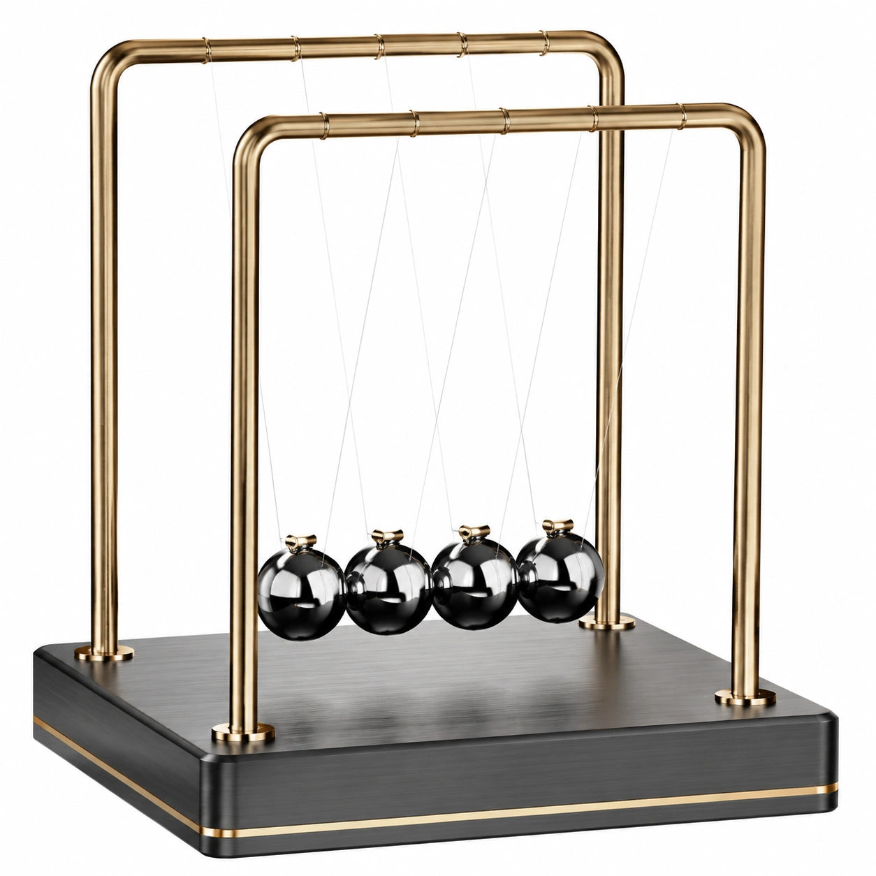 Pendule de Newton doré avec base noire