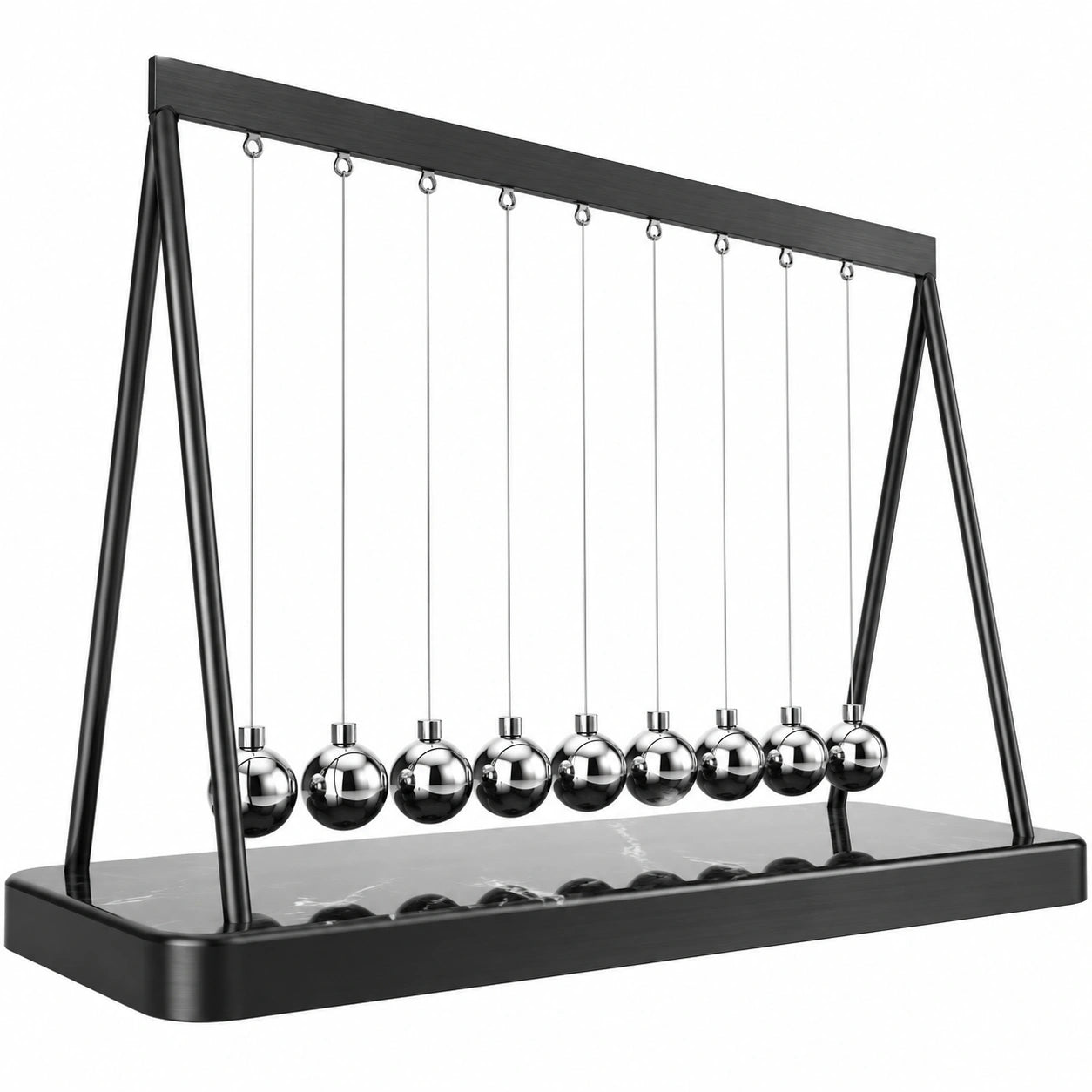 Pendule de Newton à Dix Boules Argent et Noir