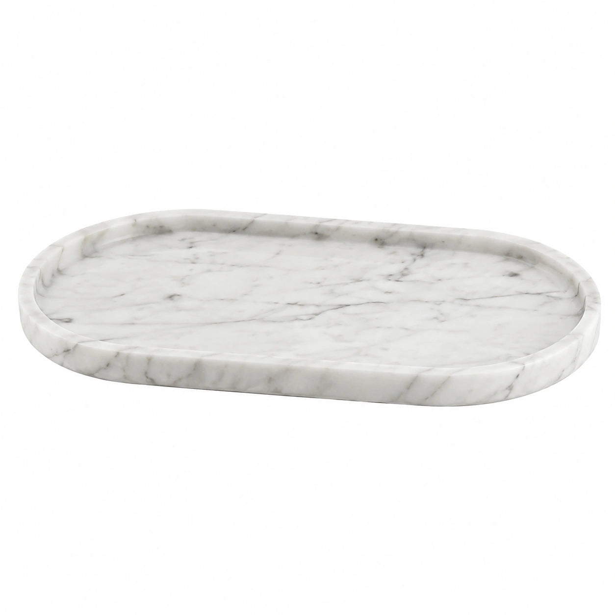 Plateau ovale en marbre blanc 30x15 cm