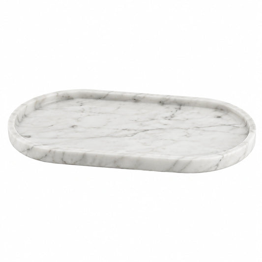 Plateau ovale en marbre blanc 30x15 cm