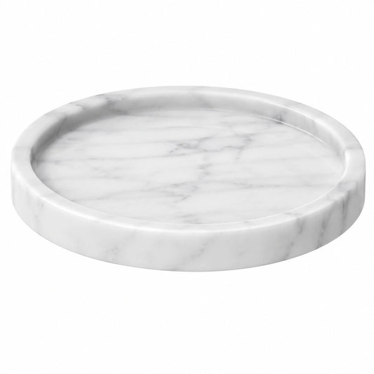 Plateau rond en marbre blanc 30 cm