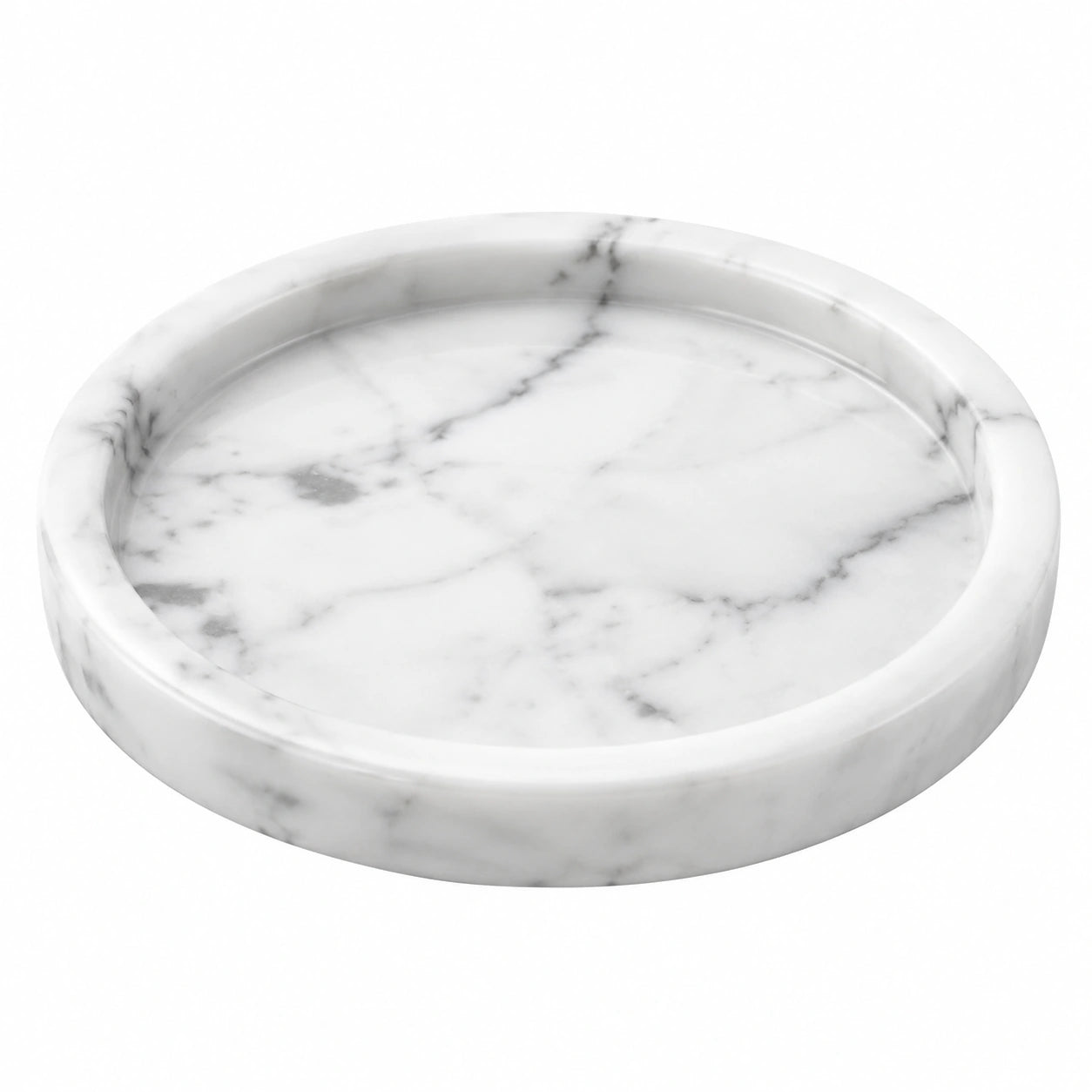 Plateau rond en marbre blanc 30 cm