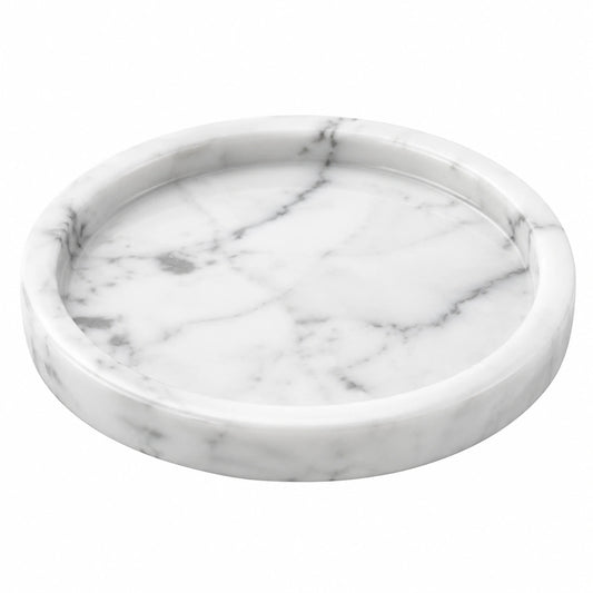 Plateau rond en marbre blanc 30 cm