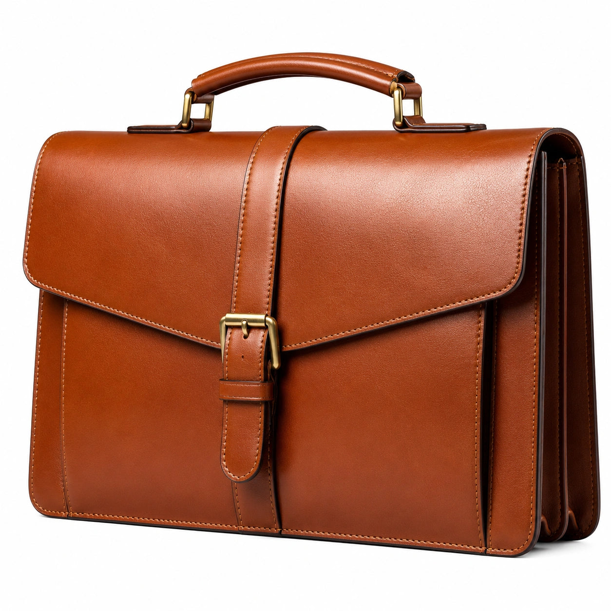 Porte-documents classique marron avec compartiments multiples