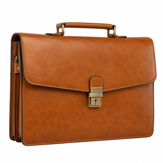 Porte-documents marron avec serrure en métal
