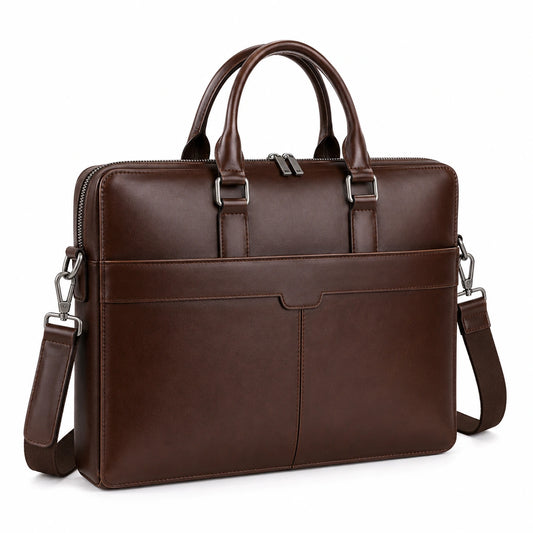Sacoche d'ordinateur portable marron avec sangle amovible