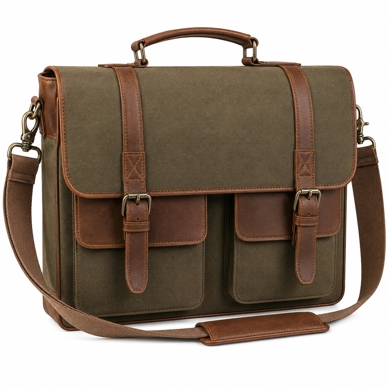Cartable classé pour ordinateur portable marron et vert