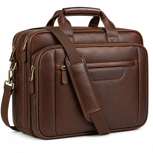 Sacoche d'ordinateur marron avec bandoulière réglable