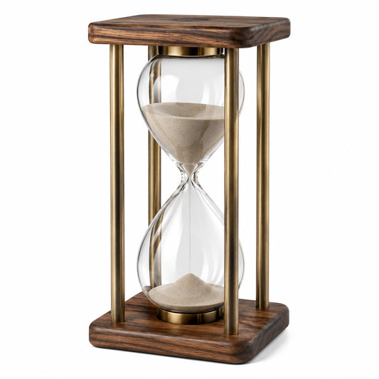 Sablier décoratif 60 minutes en Bois et Métal Doré